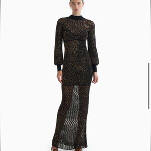 Dodiee GAIA crochet sequin maxi dress in black gold